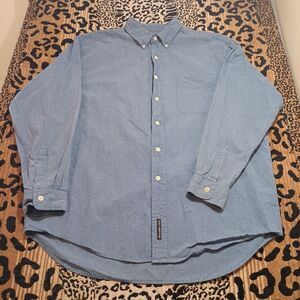 Abercrombie & Fitch Muscle Shirt Mens Medium Blue Check Long Sleeve Button Down